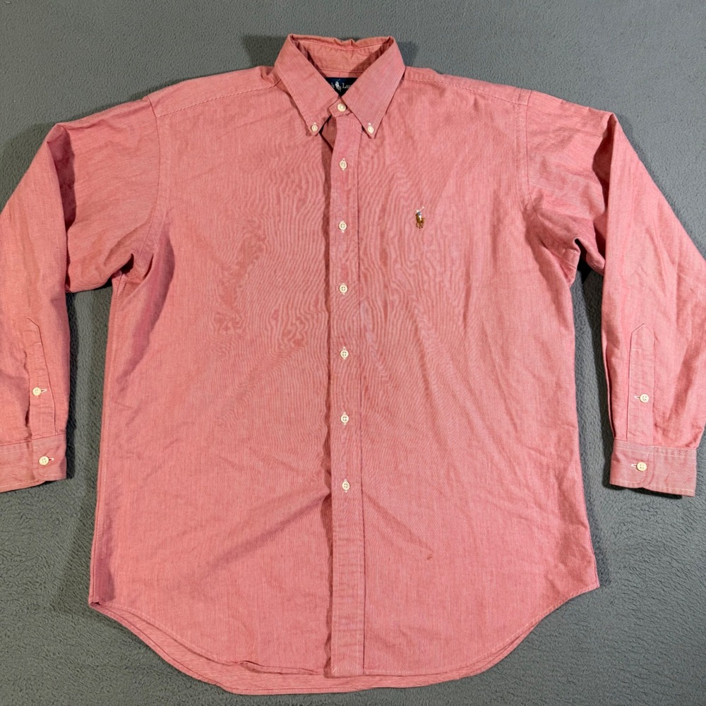 VTG Ralph Lauren Blake Button Down‎ Long Sleeve Shirt Size Medium Flesh Pony